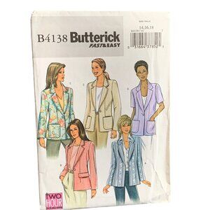 Butterick B4138 Women's Jacket Sewing Pattern Sizes 14-18 Multi-Style Blazers -